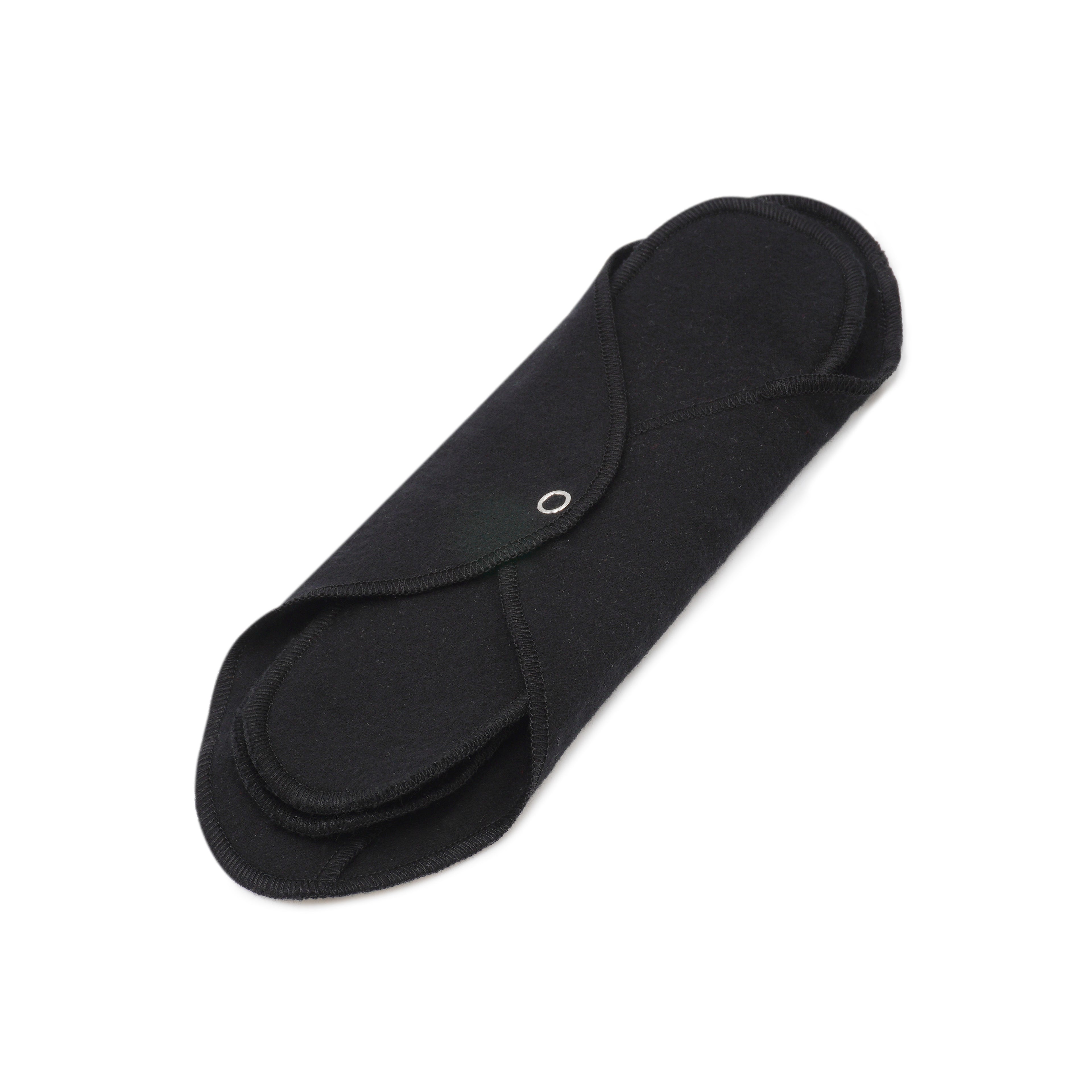 GladRags Day Pad Plus in Black — longer reusable cotton cloth pad for extended coverage