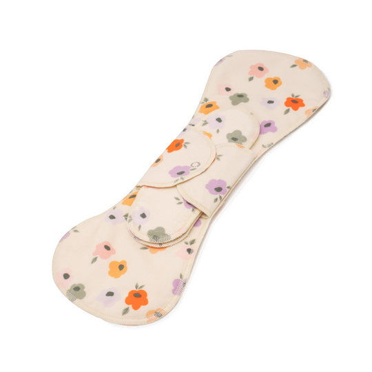 GladRags Night Pad in Posy — long reusable cotton pad for overnight period protection