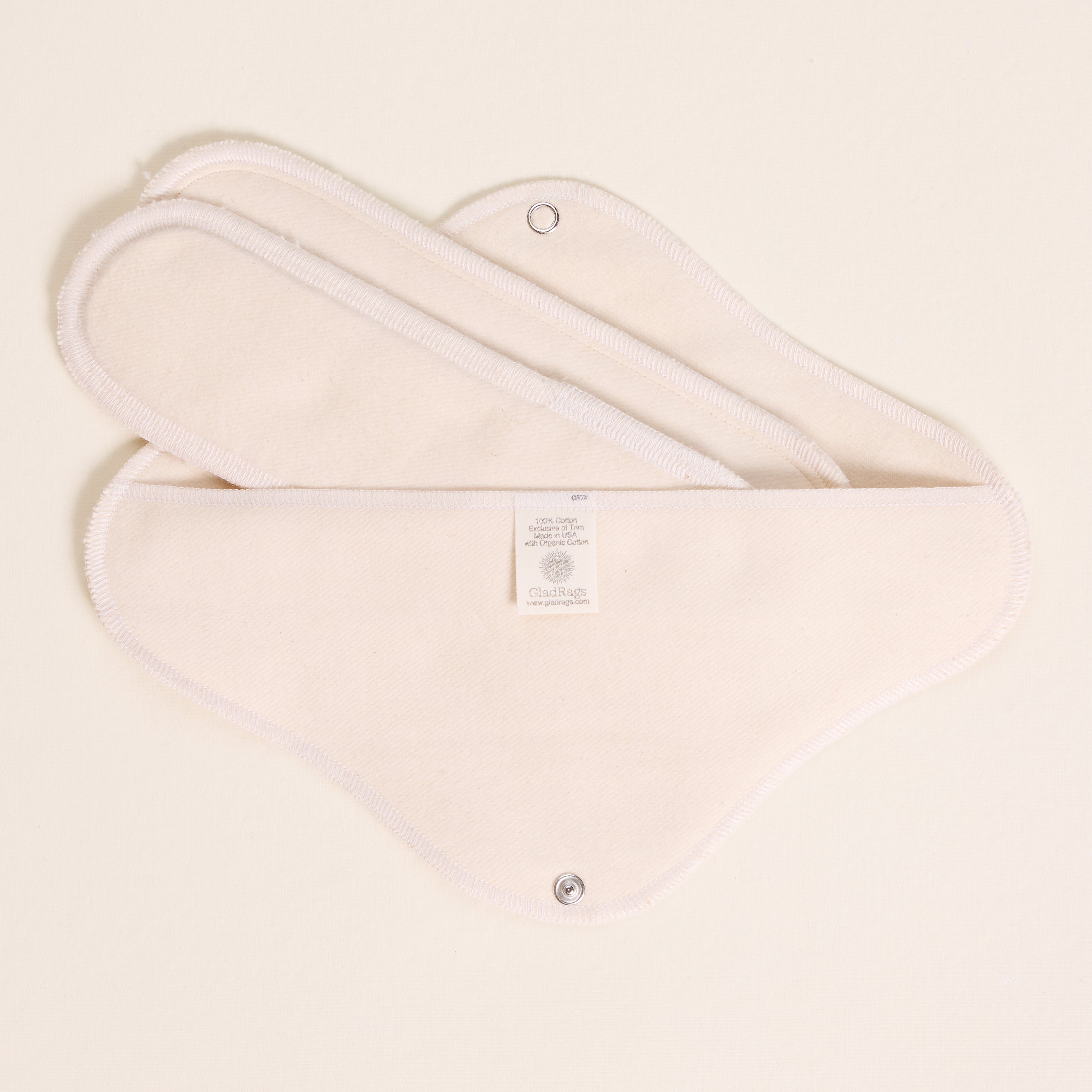 Gladrags reusable pad, organic white cotton day pad 
