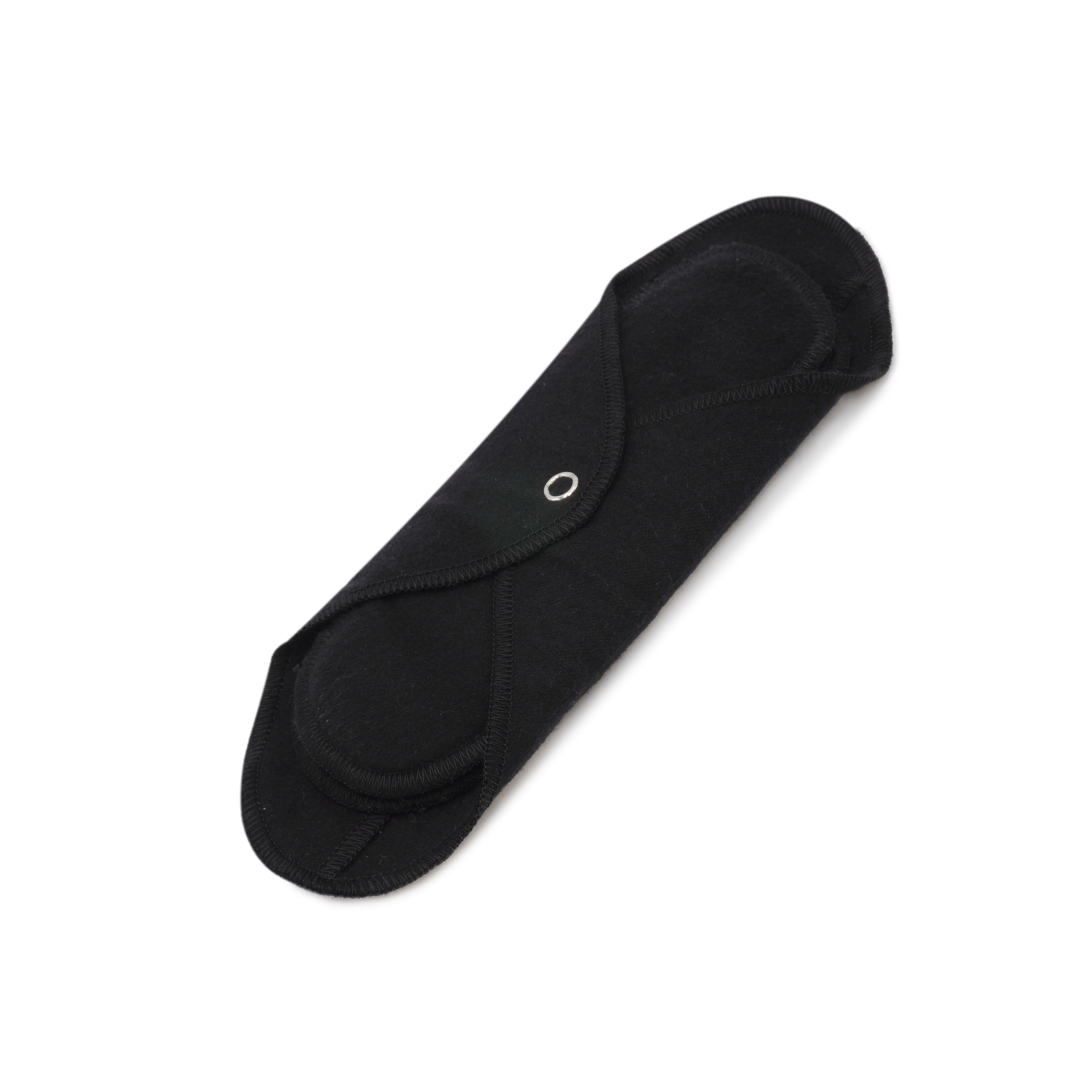 GladRags Day Pad in Black — reusable cotton cloth menstrual pad with two inserts