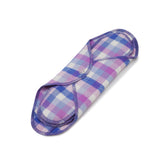 GladRags Day Pad Plus in Veri Peri Plaid — longer reusable cotton cloth pad for extended coverage