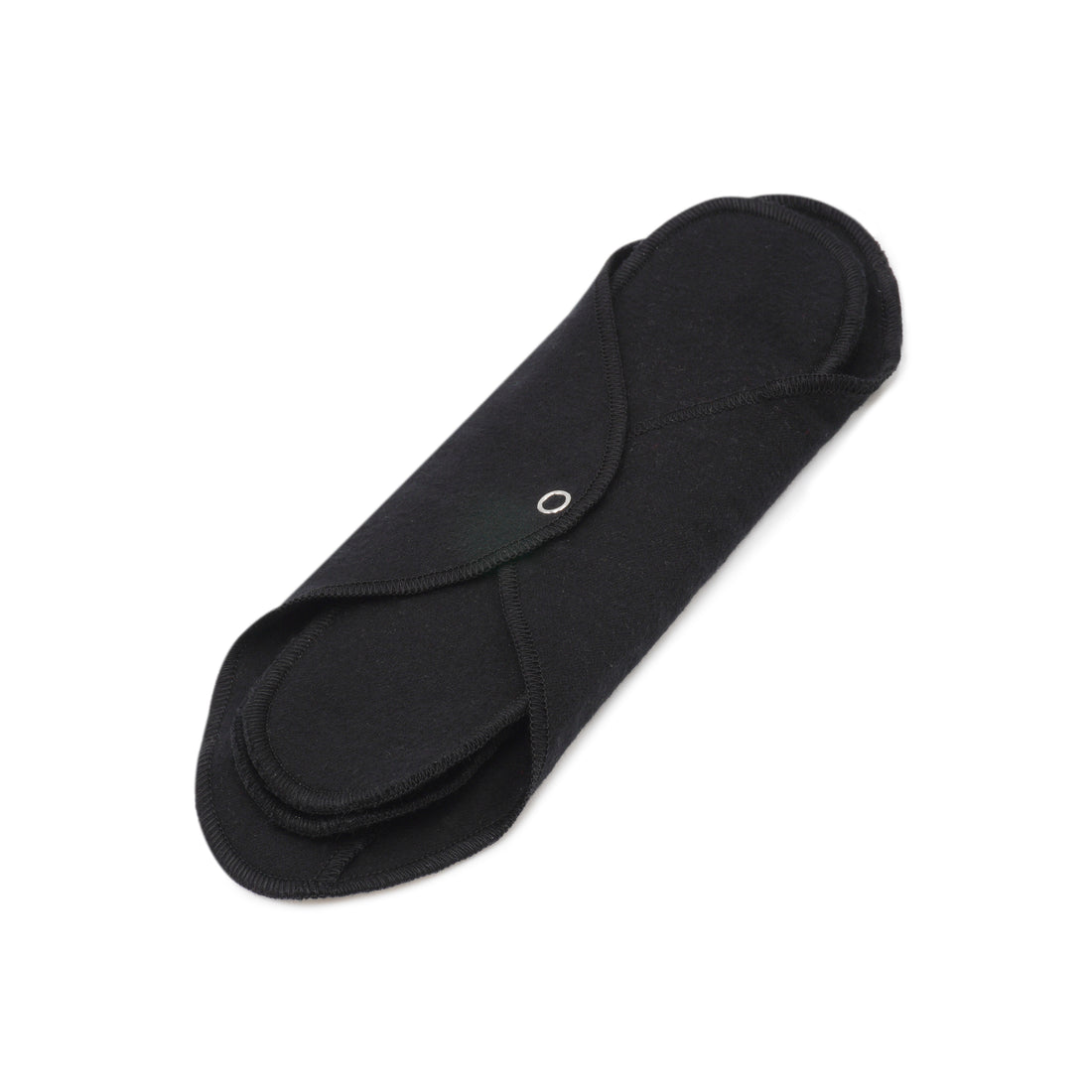 GladRags Day Pad Plus in Black — longer reusable cotton cloth pad for extended coverage
