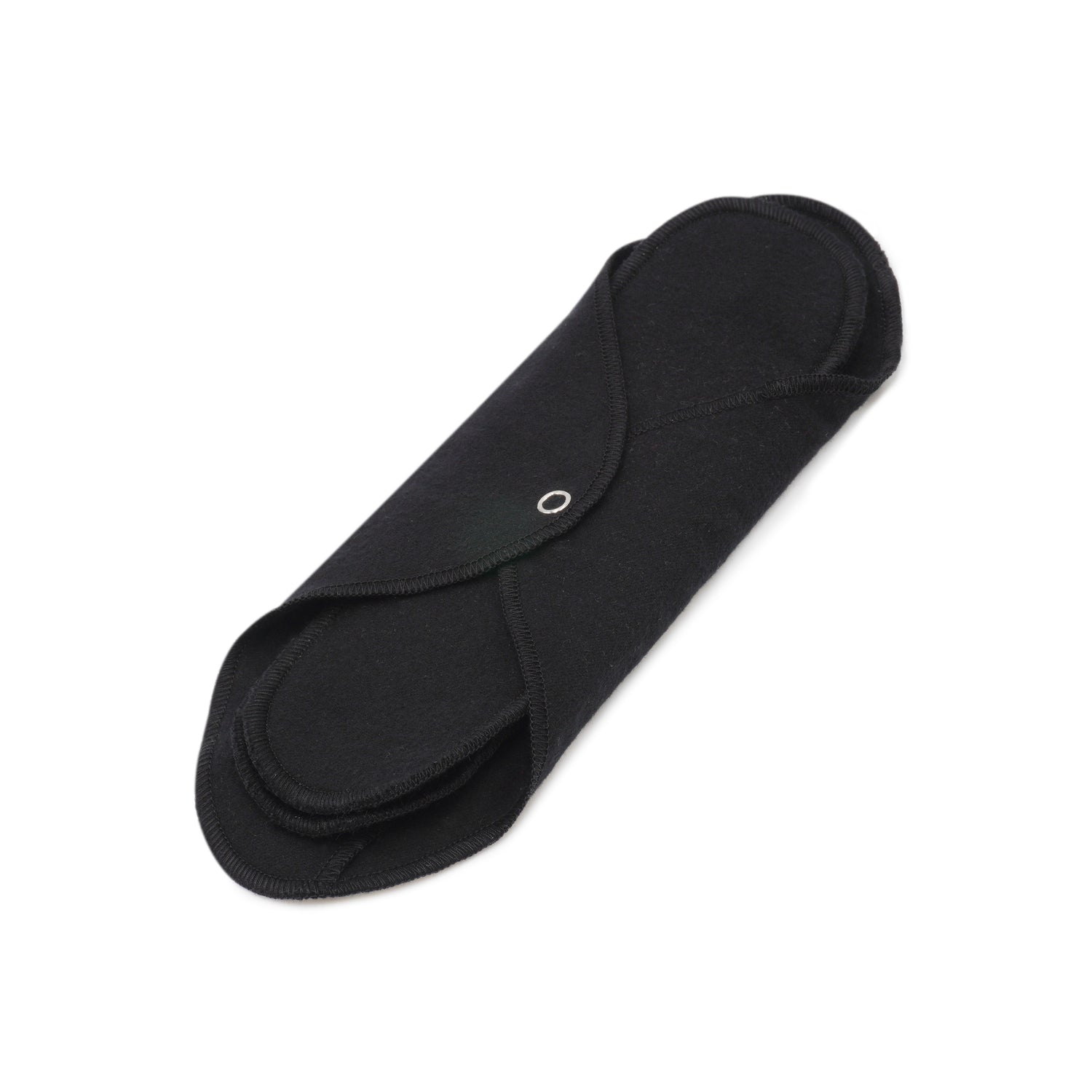 GladRags Day Pad Plus in Black — longer reusable cotton cloth pad for extended coverage