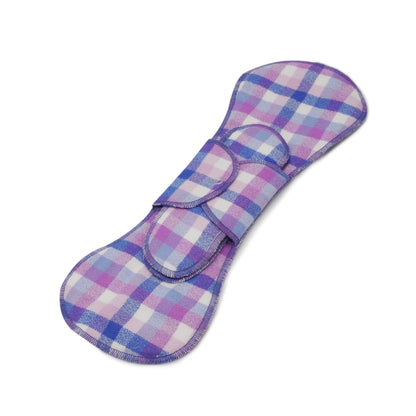 GladRags Night Pad in Veri Peri Plaid — long reusable cotton pad for overnight period protection