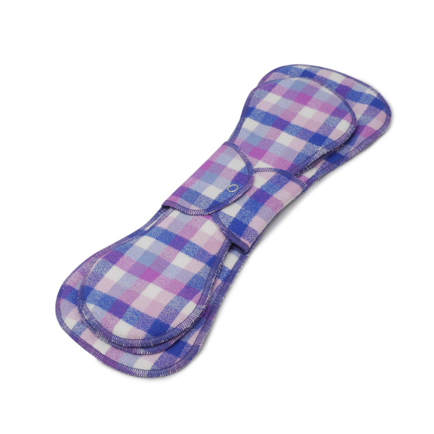 GladRags Night Pad Plus in Veri Peri Plaid — extra-long extra-absorbent reusable cloth pad for heavy overnight flow
