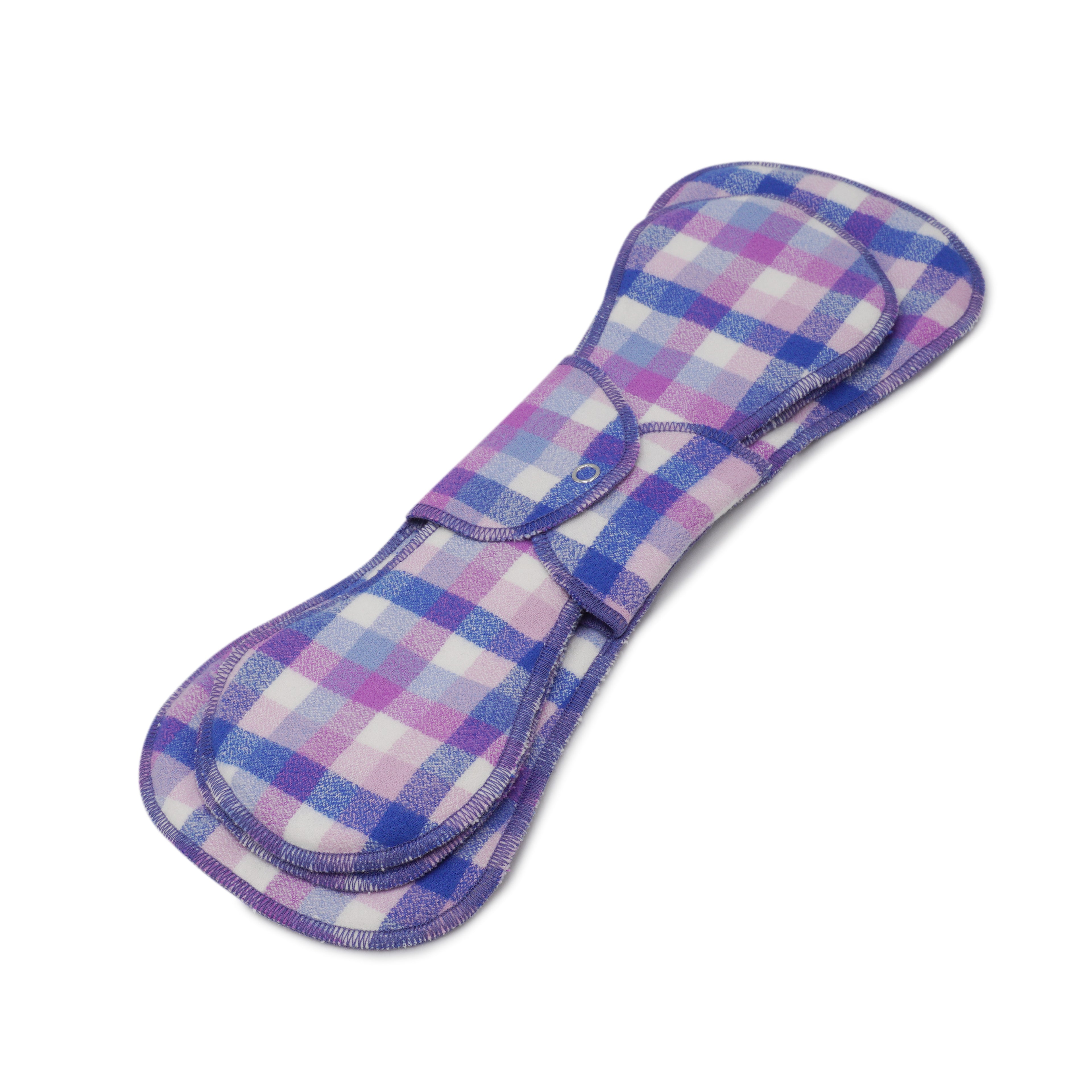 GladRags Night Pad Plus in Veri Peri Plaid — extra-long extra-absorbent reusable cloth pad for heavy overnight flow