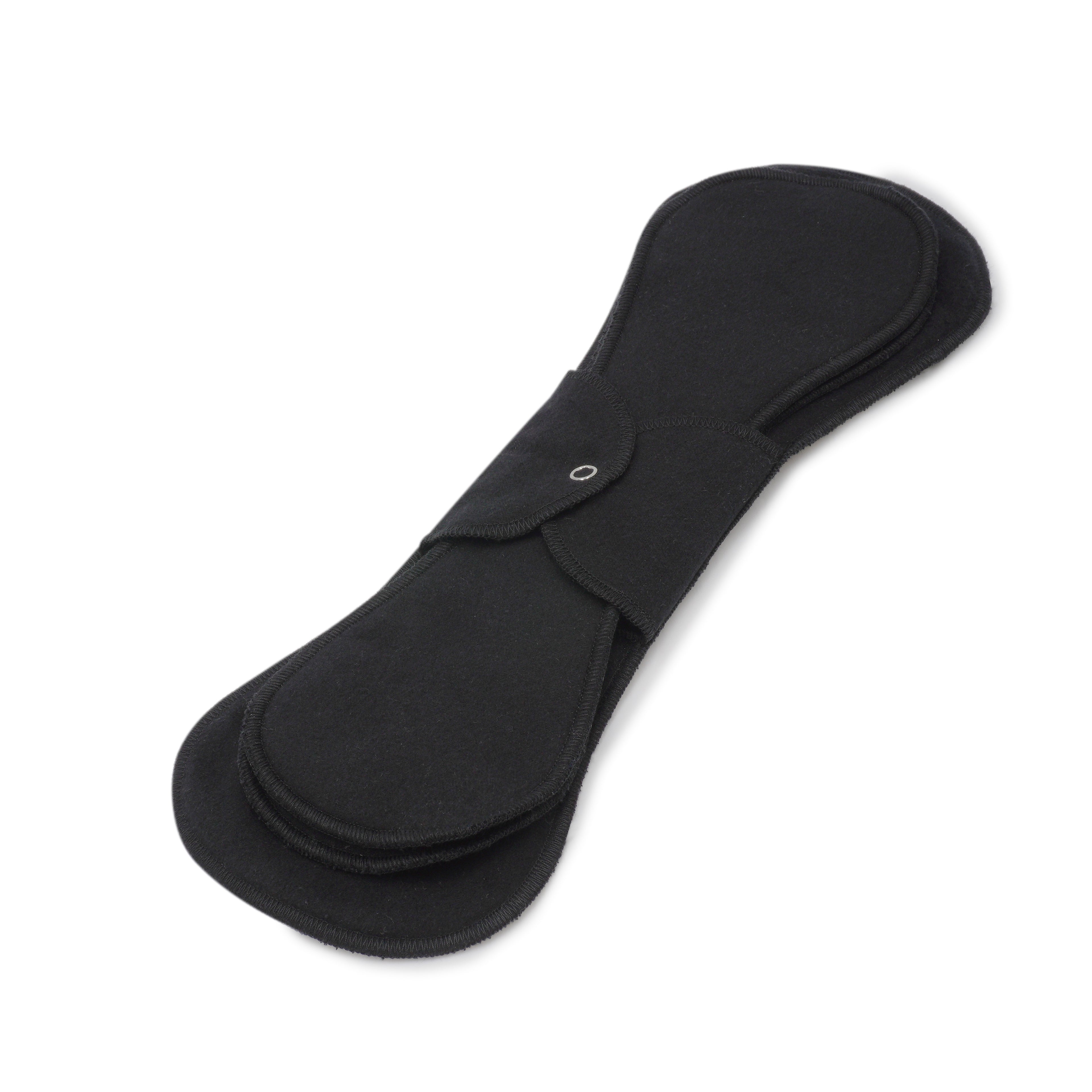 GladRags Night Pad Plus in Black — extra-long extra-absorbent reusable cloth pad for heavy overnight flow