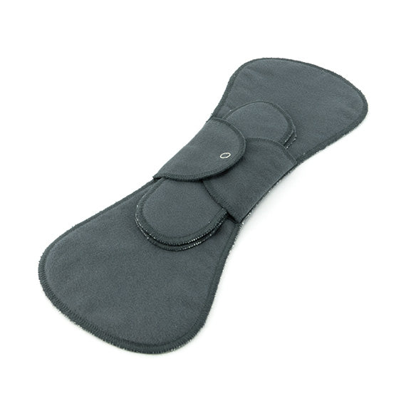 GladRags Organic Night Pad in Charcoal — long reusable cotton pad for overnight period protection
