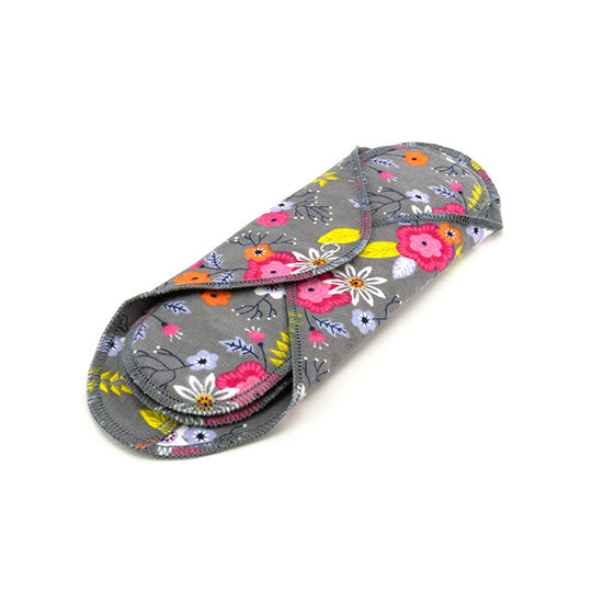 GladRags Day Pad Plus in Wildflower — longer reusable cotton cloth pad for extended coverage