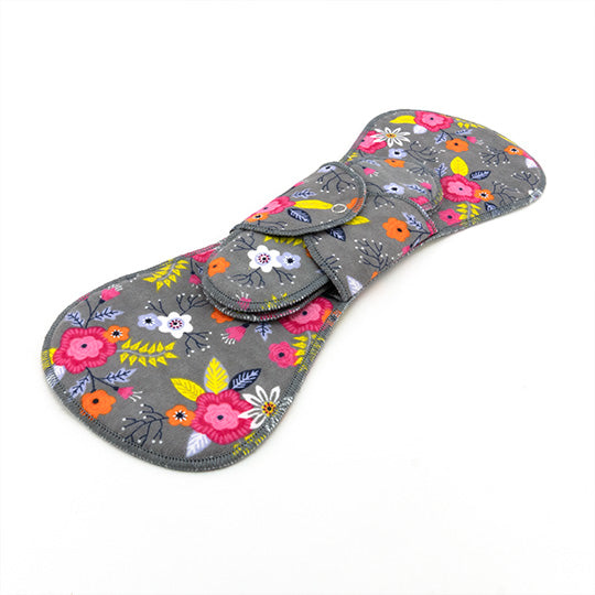 GladRags Night Pad in Wildflower — long reusable cotton pad for overnight period protection